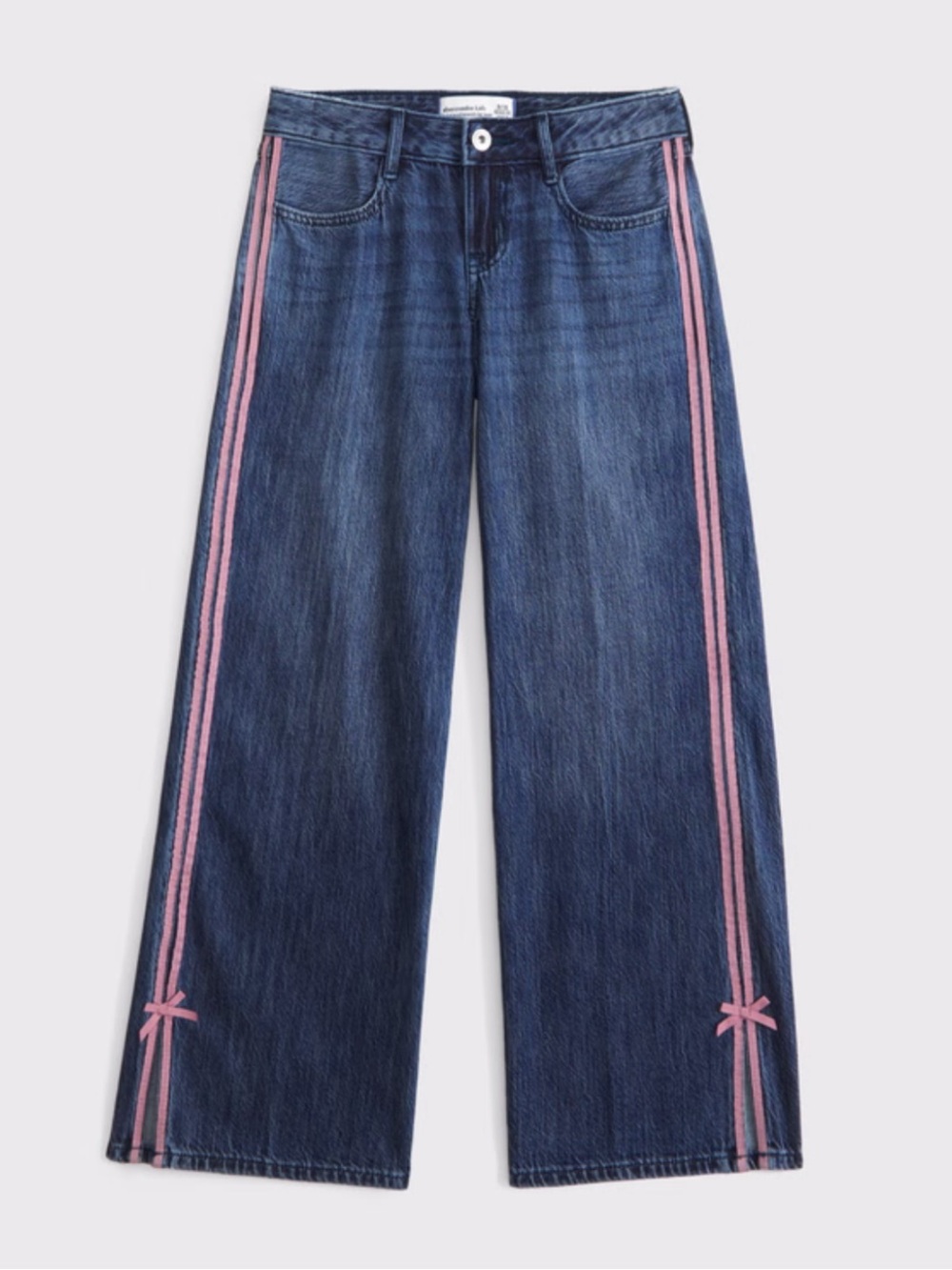 Abercrombie Kids Girls Jeans Baggy Low Rise Pink Stripe Denim Sz 5/6 Short